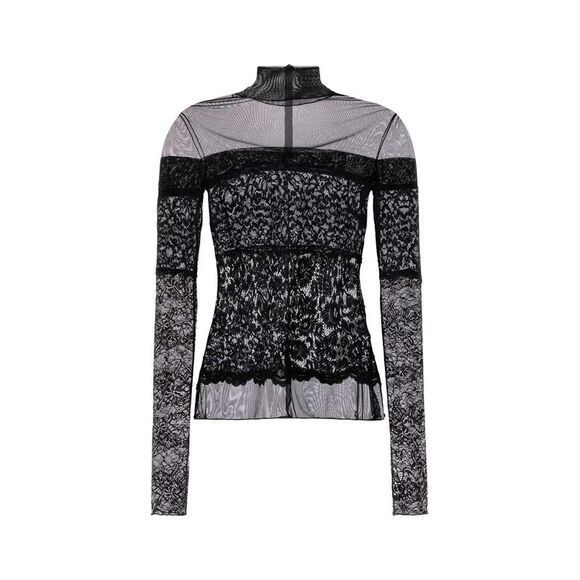 Blumarine Women Black Tulle And Lace Top